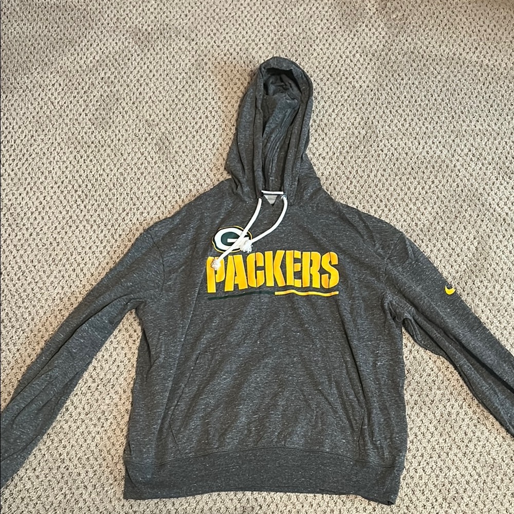 Nike Gray Hoodie with White Drawstrings